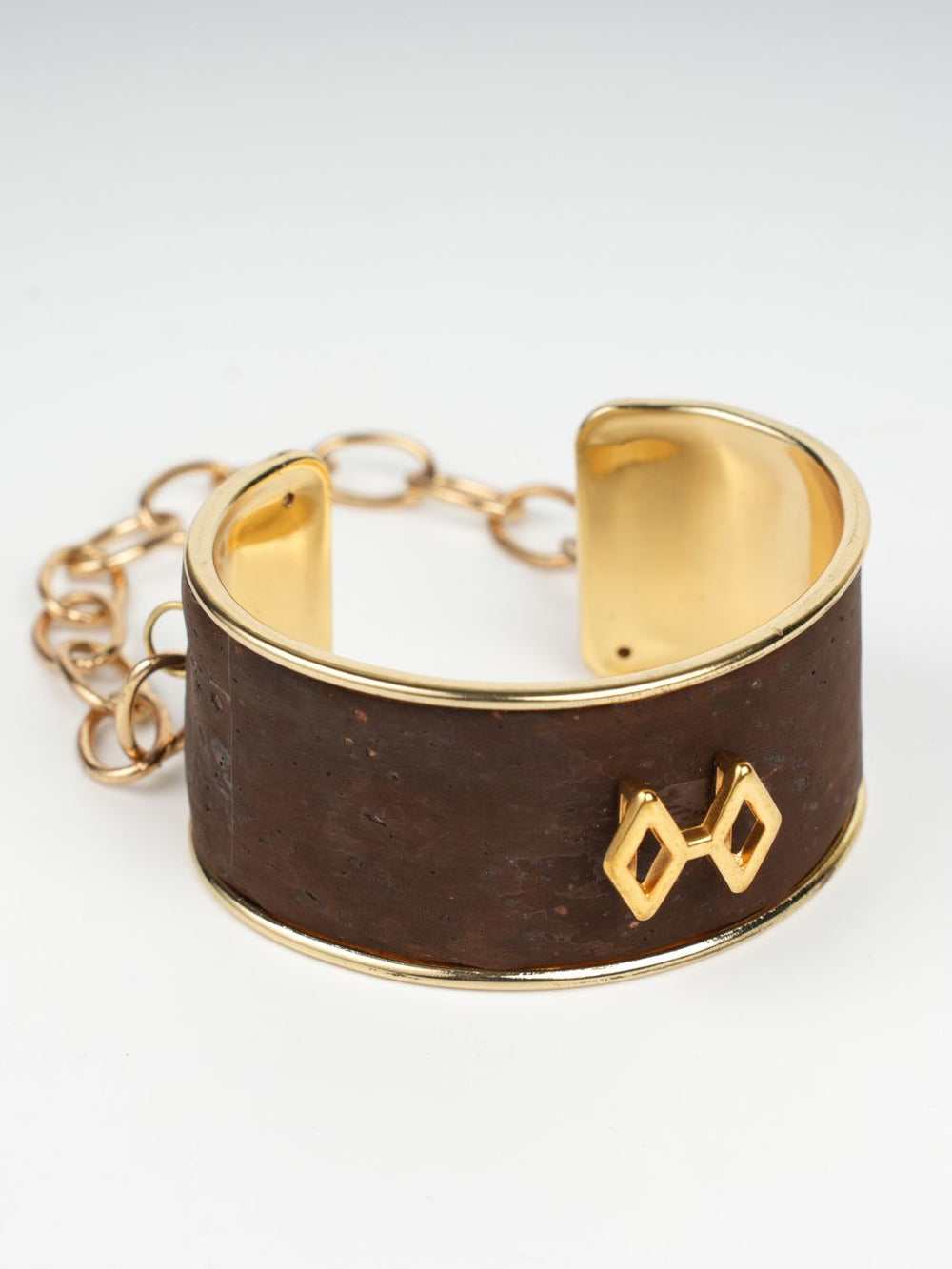 Sepia Brown Cuff dangler bracelet in Cork for women